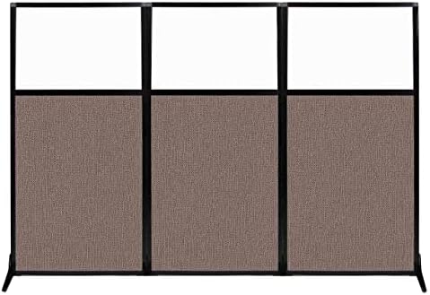 Versare Workstation Partition | Portable Wall Divider | Modern Office Cubicle | Free Standing Privacy Screen | Flexible Work Space | 99" x 70" W/Window, Latte Fabric Panels by VERSARE