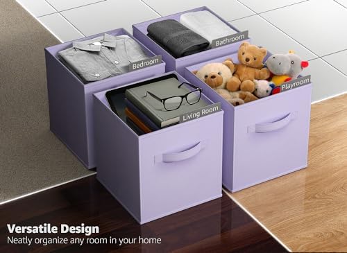 Sorbus Fabric Storage Cubes, 6-Pack Foldable Bins (11 Inch, Pastel Purple) - Image 5