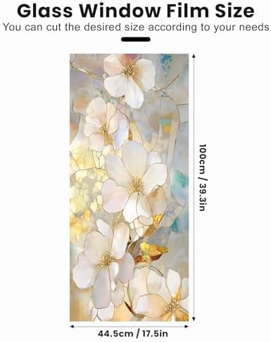 Stained Glass Window Privacy Film Static Cling - Rainbow Glass Decorative Sun Blocking Window Covering, Non-Adhesive Removable Stickers for Home & Office, 17.5" x 39.3" - Image 2