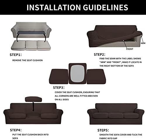 Easy-Going 4 Pieces Stretch Sofa Cover for 3 Cushion Couch Washable - Image 6