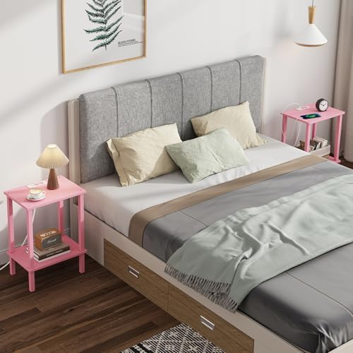 TUTOTAK End Table with Charging Station, Side Table, Nightstand - Image 7