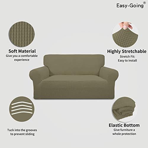 Easy-Going Stretch Loveseat Couch Covers Washable Khaki - Image 3