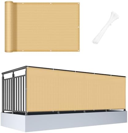 Cool Area Balcony Privacy Screen Fence UV Protection, 3.3'x19.7', Sand by CoolArea