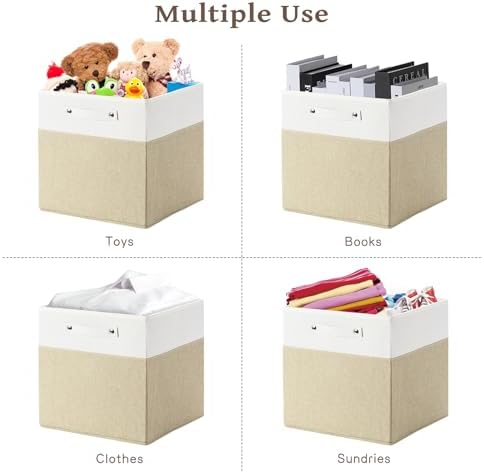 FinishingBo 13x13x13 Storage Cube Bins 4 Pack, Cube Shelf Baskets - Image 5