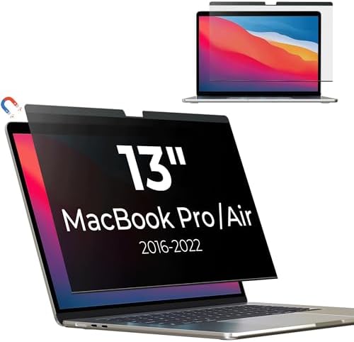 Panclincy Magnetic Privacy Screen Protector Compatible with Macbook Pro 13 Inch (2016-2022, M1, M2) / Macbook Air 13 in (2018-2021, M1), Removable Matte Anti Blue Light & Glare Protector Private Security Filter for 13inch Mac Laptop Shield by Unknown