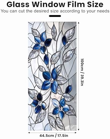 Stained Glass Window Privacy Film Static Cling - Rainbow Glass Decorative Sun Blocking Window Covering, Non-Adhesive Removable Stickers for Home & Office, 17.5" x 39.3" - Image 2