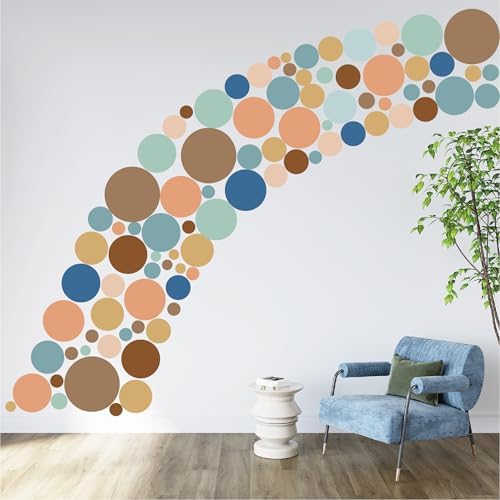 230 PCS Boho Polka Dot in Neutral Earth Tones & Blue Accents Wall Decals | 10 sheets removable waterproof peel & stick circle wall stickers for nursery, kids room, bedroom, playroom & home decor - Image 4