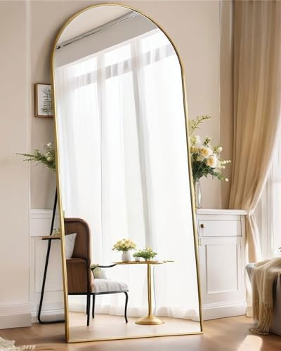 KOMCOTE 71x28 Inch Arched Floor Mirror - Full Length Gold Standing Mirror for Bedroom, Living Room, Dressing - Tall Leaner Mirror with Arch Design, Wall or Free-Standing Decor - Image 4