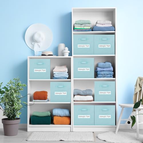 Fabric storage cubes (8 Pack) 11 Inch Cube Storage Bin, cube organizer bins with 8 Labels Window Cards & a Pen, Foldable cube organizer bins and Fabric Storage Box, Sky Blue - Image 5