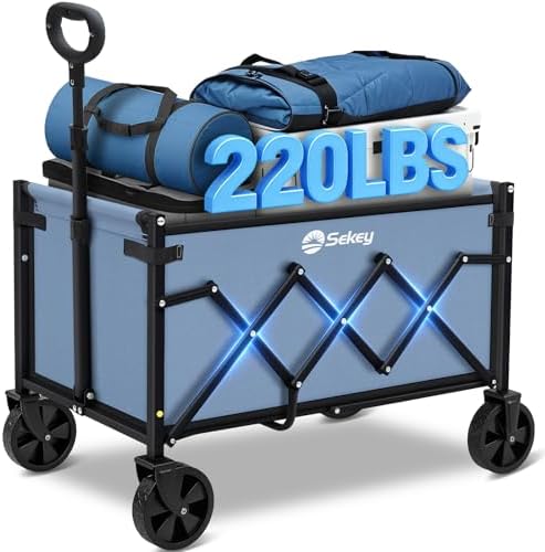 Sekey Lightweight Collapsible Wagon, 220 lb Capacity, Quick-Fold Cart by Sekey