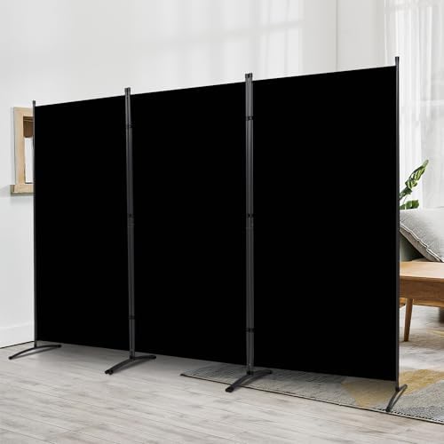 3 Panel Folding Room Divider,102" Wx71.3 H Portable Privacy Screen,Black by JVVMNJLK