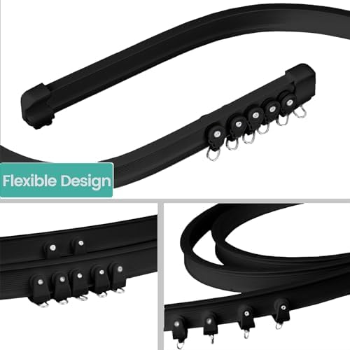 Hoeflife Room Dividers Blackout Curtains With Ceiling Mount Track for Living Room Bedroom - 1 Panel W100 x H108 White Curtain and Black Track - Image 4