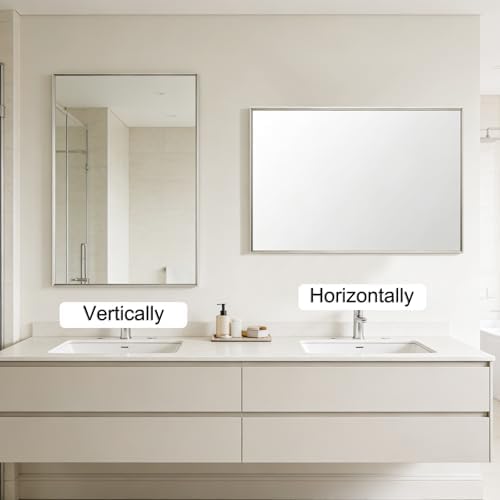 Bathroom Mirror for Wall, 30x20 Inch Framed Vanity Mirror Brushed Nickel - Image 7
