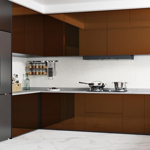 WESTICK Glossy Brown Mirror Stickers Self Adhesive Flexible Mirror Film Peel and Stick Mirrors Contact Paper Tawny Metallic Permanent Vinyl Wrap for Cabinets Appliances Shelf Liner DIY Decor 15.8"X80" - Image 5