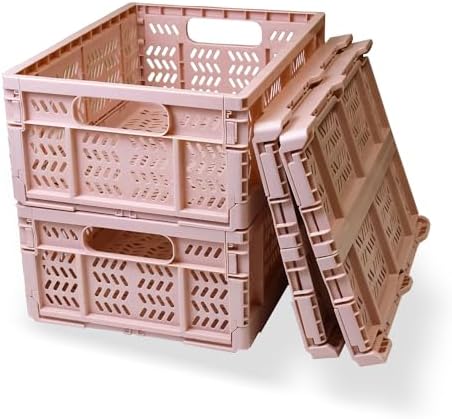 20L Foldable Crates, 4Pcs Plastic Crates Baskets for Home Office Storage. by HomeandOfficeStorage
