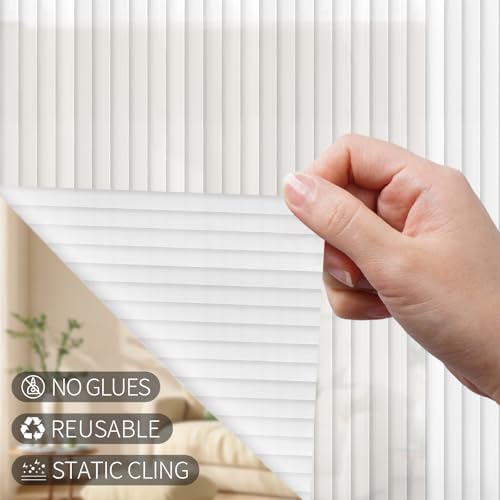 VELIMAX 4/5-Inch Reeded Glass Window Film, Frosted Glass Window Privacy Film, Non Adhesive Decorative Sticker for Bathroom Living Room Office 17.7 x 118 inches - Image 5