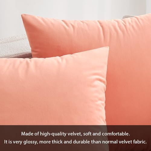 MIULEE Velvet Throw Pillow Covers 18x18 Inch Pack of 2 Coral Red - Image 2