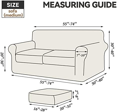 WEERRW Velvet Stretch 3 Pieces Couch Cover for Sofa Washable, Light Grey - Image 7