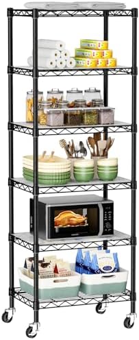 Golpart Small Shelves Storage Wire Metal Adjustable Shelf Unit with Wheels by Golpart