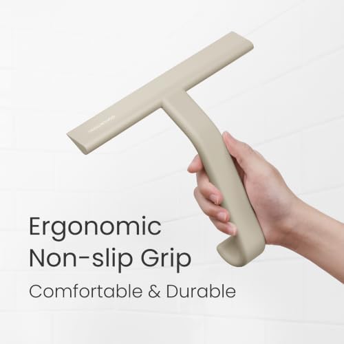 dancemoon JustHang Shower Squeegee with Built-in Hook, 10-Inch Light Taupe - Image 5