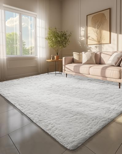 Ophanie 6x9 White Rugs for Living Room,Large Fluffy Shag Fuzzy Plush Soft Living Room Area Rugs,Floor Shaggy Carpets for Bedroom,Carpet for Kids Boys Girls Dorm Decor with Over 99 pcs Pile fibers by Ophanie