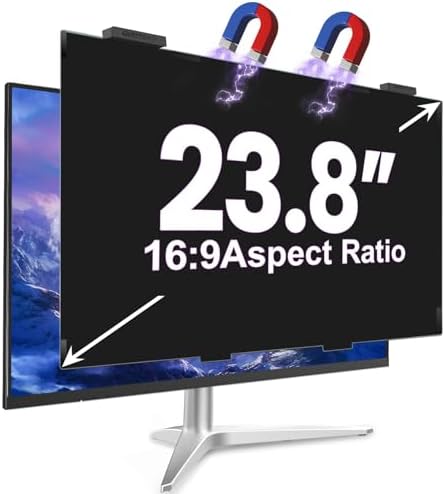 Magnetic 23.8 Inch Privacy Screen for Computer Monitor 16:9 Aspect Ratio, Hanging Removable Anti-Blue/Glare Protector Film, Anti Spy Desktop Security Private Filter 23.8in by HOME