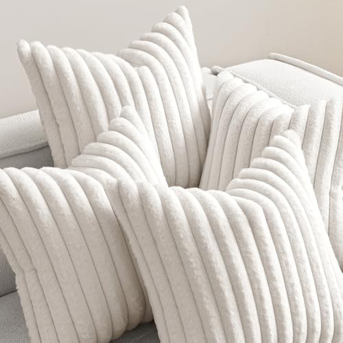 MIULEE Faux Fur Plush Decorative Throw Pillow Covers 18x18, Pure White - Image 6