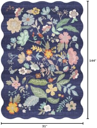 Washable 2'6x12 Hallway Runner Rug: Entryway Non Slip Floral Rug Farmhouse Soft Stain Resistant Carpet for Kitchen Bathroom Bedroom Low Pile Pet Friendly Floor Mat for Living Room(2'6x12/Purple) - Image 2