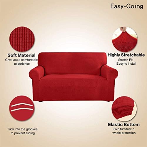 Easy-Going Stretch Loveseat Couch Covers Washable Christmas Red - Image 3