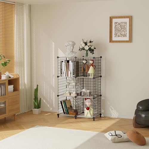 AWTATOS Wire 6 Cube Storage Organizer, Closet Storage Shelves Stackable - Image 2
