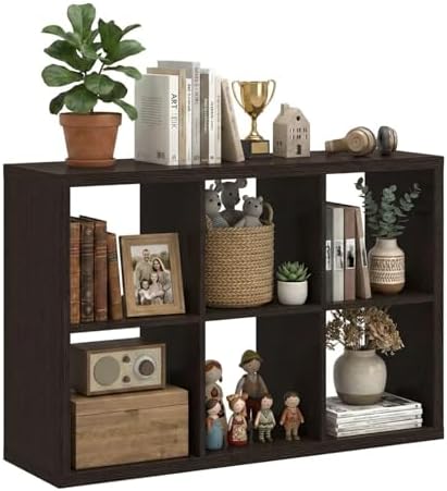 WannabeMyself【2026 Wooden Thick Frame】 6 Cube Storage Organizer with Anti-Tipping Kits, Reversible Open Back Book Shelf,Bookcase for Living Room,Bedroom,Entrance Hall,Office,11.6×36.3×24.6,Chocolate by WannabeMyself