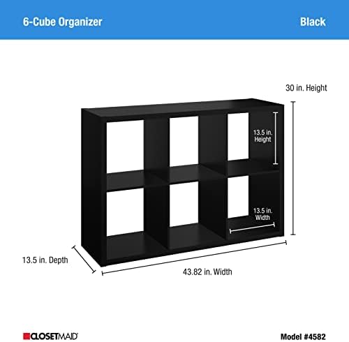 ClosetMaid 6 Cube Storage Shelf Organizer Bookshelf with Open Back, Vertical or Horizontal, Easy Assembly, Wood, Black Finish - Image 3