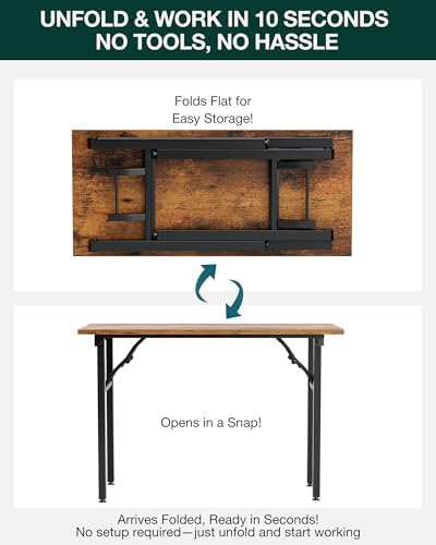 Frylr Small Folding Computer Desk – Portable 43.3 Inch Foldable Laptop Table, Collapsible and Compact for Easy and Fast Setup, Lightweight for Small Spaces, Home Craft and Study Use, Rustic Brown - Image 3