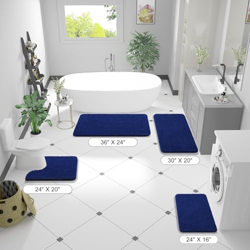 OLANLY Bathroom Runner Rugs 44x24, Extra Soft Absorbent Chenille Bath Rugs - Image 2