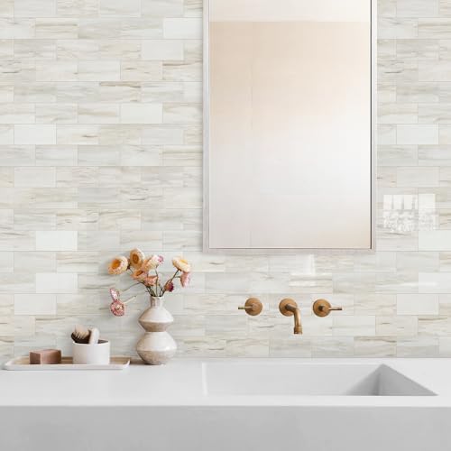 Vamos Tile 4-Piece Glossy Wooden Marble Grain Peel & Stick Backsplash Tile - Image 6