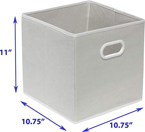Simple Houseware 11-Inch Foldable Cube Storage Bins with Handles, Gray - Image 7