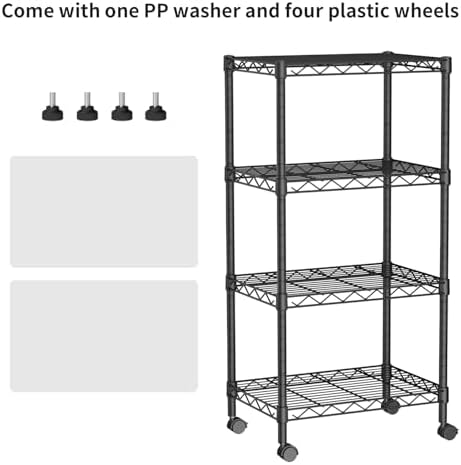 Golpart Small Shelves Storage Wire Metal Adjustable Shelf Unit with Wheels - Image 4