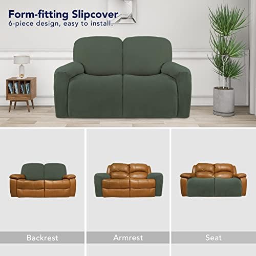 PureFit Super Stretch Loveseat Recliner Sofa Couch Cover with Pocket - Image 4