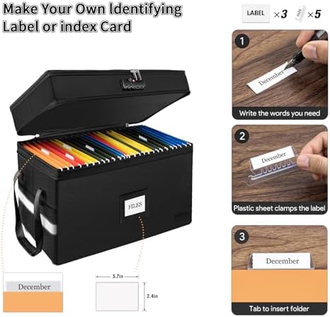 Large Fireproof Document Box with Lock, 2 Layer File Storage Organizer Box - Image 5