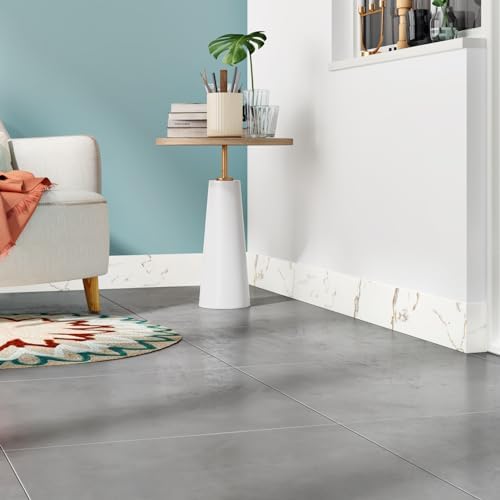 Wallercity White/Gold Marble Border Contact Paper for Glass Window Door Wall Decor Peel and Stick Wallpaper Borders for Kitchen Bathroom Mirror Frame Trim 3.94''x197'' Vinyl Marble Border Stickers - Image 5