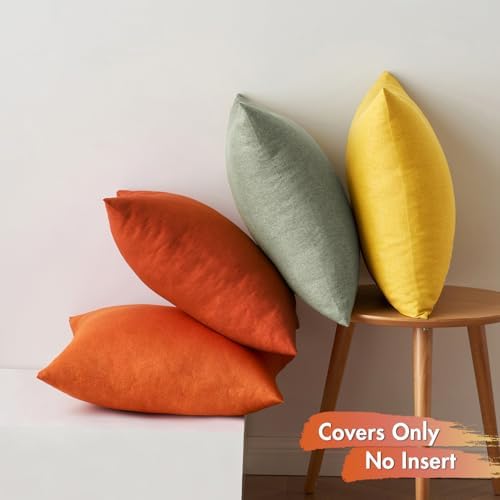 MIULEE Pack of 4 Decorative Outdoor Throw Pillow Covers Linen Waterproof Pillow Covers Summer Farmhouse Cushion Cases for Patio Garden Tent Balcony Couch Sofa 16x16 Inch Rust Green - Image 6