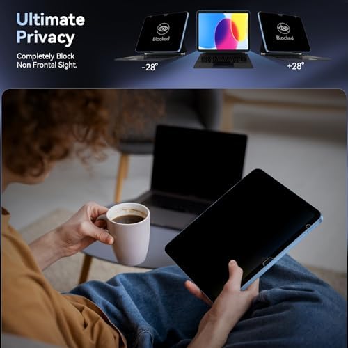 Privacy Screen Protector Compatible with iPad 10th 2022 10.9" & iPad 11th A16 2025 11", Anti Glare Blue Light Spy Filter Private, High Sensitive Bubble-Free Easy Install Black Security Screen Shield - Image 2