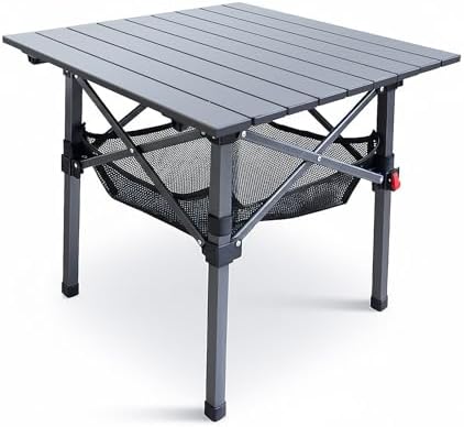 Folding Camping Table, Portable Lightweight Beach Tables for Sand Foldable, Aluminum Roll-up Folding Square Table for Outdoor Camping, Picnic, Card, Travel by ArmorCastle