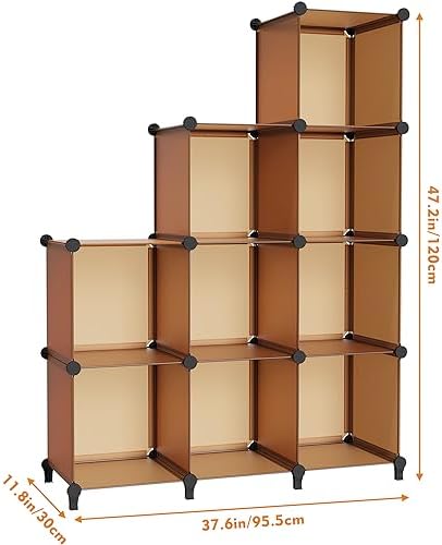 HOMIDEC Closet Organizers and Storage, 9 Cube Storage Organizer, Brown - Image 4