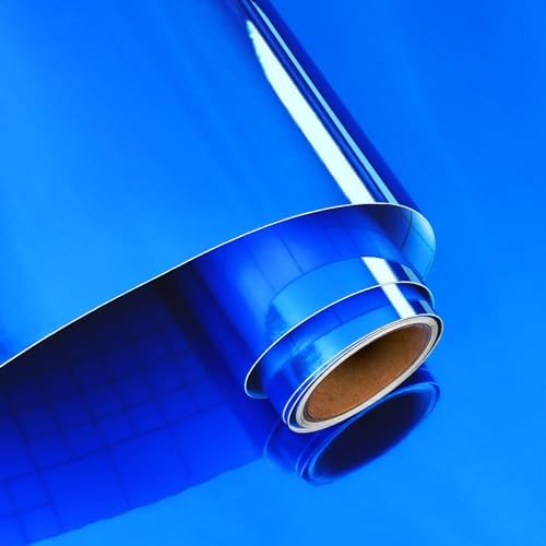 VaryPaper 15.7''x78.7'' Royal Blue Mirror Contact Paper Peel and Stick Flexible Mirror Sheets Self Adhesive Vinyl Blue Mirrored Stickers Reflective Mirrored Wallpaper for Crafts Home Decor Cabinets by VaryPaper