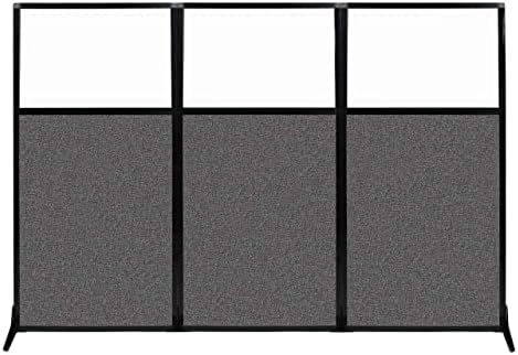Versare Workstation Partition | Portable Wall Divider | Modern Office Cubicle | Free Standing Privacy Screen | Flexible Work Space | 99" x 70" W/Window, Charcoal Gray Fabric Panels by VERSARE