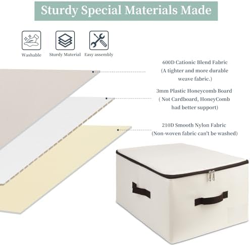 Folding Lidded Storage Bins with Lockable Zip Label Pocket Handles - Image 3