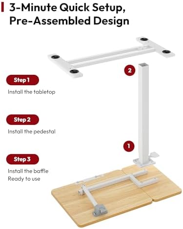SANODESK 28''Overbed Table Gas Spring Lifting with Wheels&Tilting Desktop - Image 7