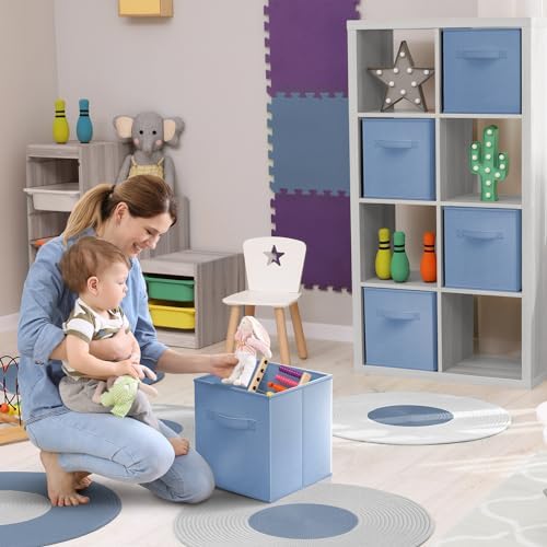 Sorbus Fabric Storage Cubes, 6-Pack Foldable Bins (11 Inch, Pastel Blue) - Image 2
