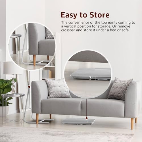 TV Trays Set of 2 - Folding TV Tray Adjustable Dinner Trays for Eating On Couch Wooden Tables Mate Stand Foldable White Desk with Cup Holder Portable - Image 4